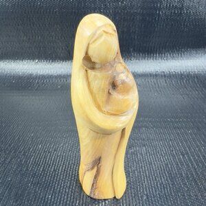 Vintage Hand Carved Wood Madonna And Child Figurine Folk Art Hand Made Figure